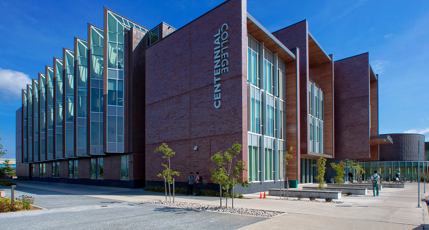 picture of the centennial college progress campus library from the outside